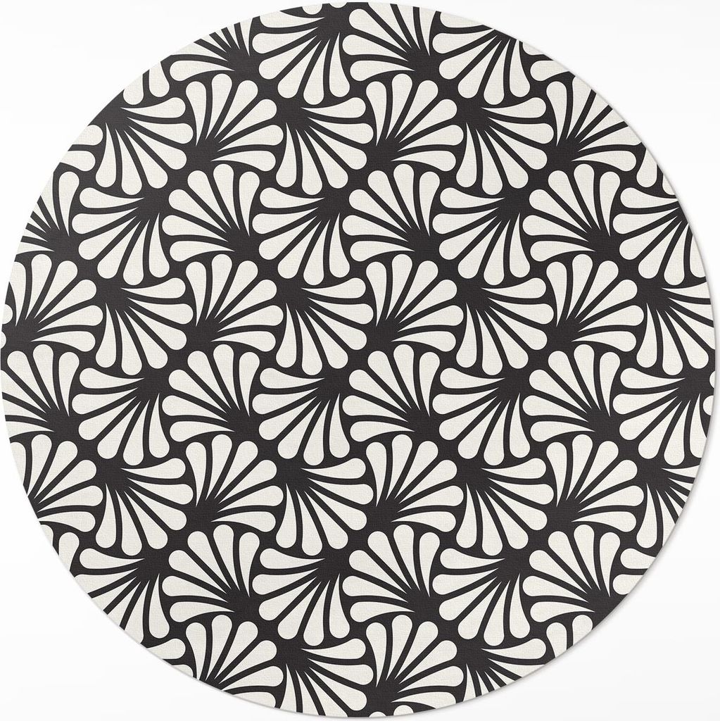 Geometrische Ginkgoblätter Art Deco Glamour – Vinyl Fußmatte – Ø 120cm – Rutschfest – Pflegeleicht & Langlebig