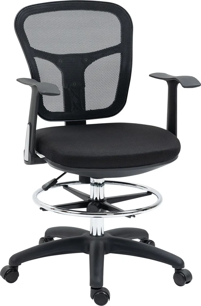 Siège de bureau respirant 95-115 cm avec soutien lombaire et repose-pieds Noir
