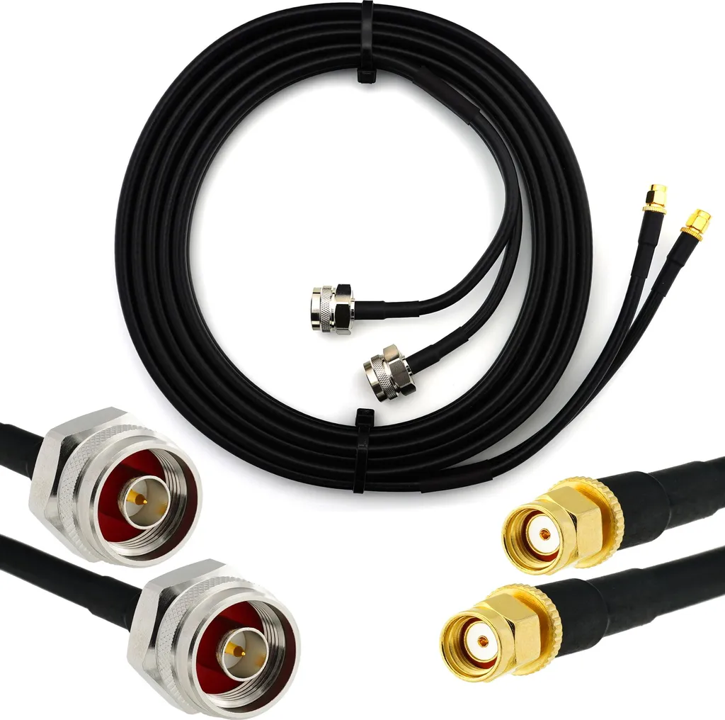 Cavo Antenna Doppio HF-240 15m RP-SMA a N Maschio Esagonale Professionale