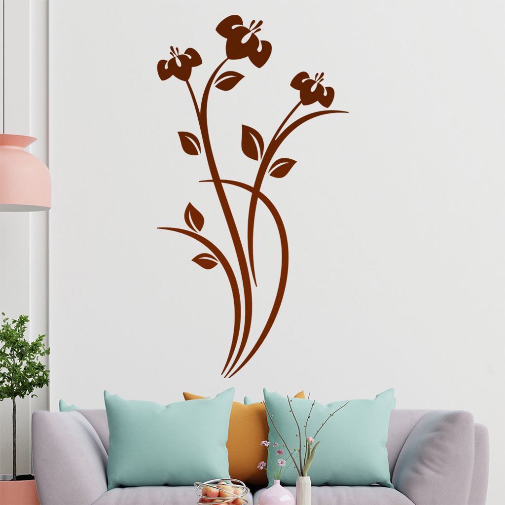 Blüten - Blätter - Pflanze Wandtattoo in 6 Größen - Wandaufkleber Wall Sticker - Dekoration, Küche, Wohnzimmer, Schlafzimmer, Badezimmer