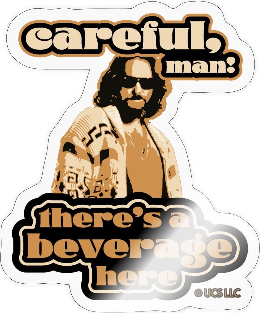 Spreadshirt The Big Lebowski Dude Zitat Careful Man Sticker Aufkleber, 10 x 10 cm, Transparent glänzend