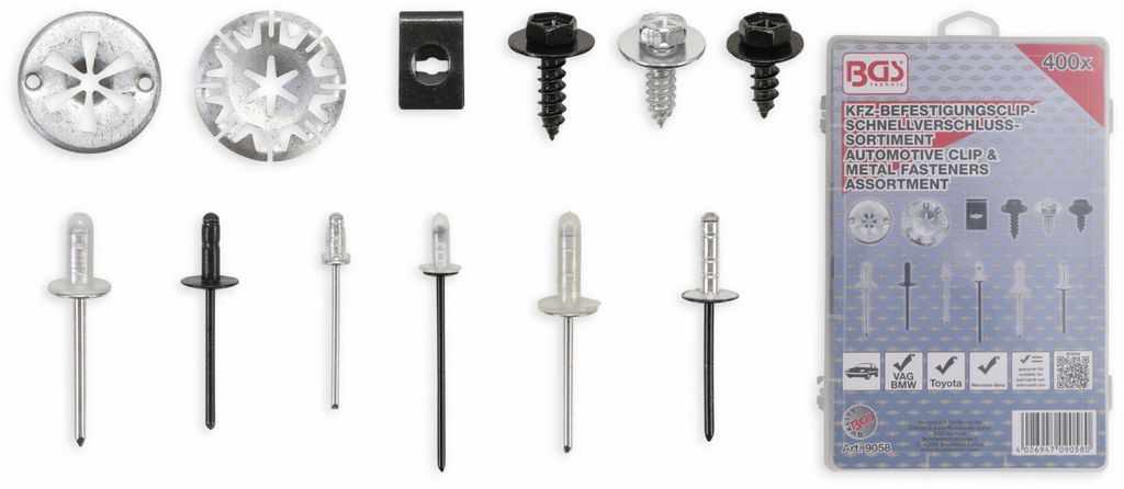 BGS technic Automotive Clip Assortment for Audi, 1350 mm, 1,35 kg