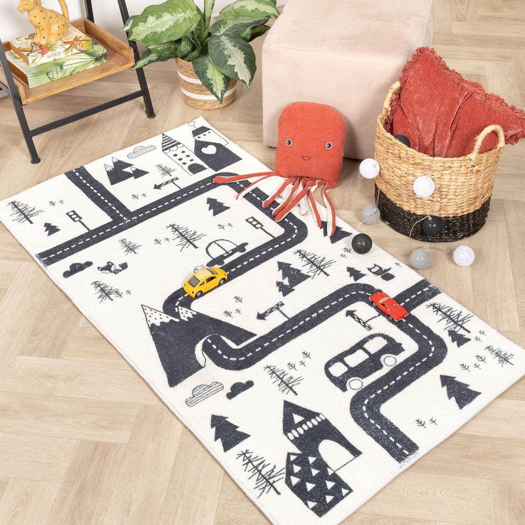 Volero - Spielteppich Auto - Dex Trail Schwarz - 120x170 cm - Kinderzimmer - Ländlich, Modern
