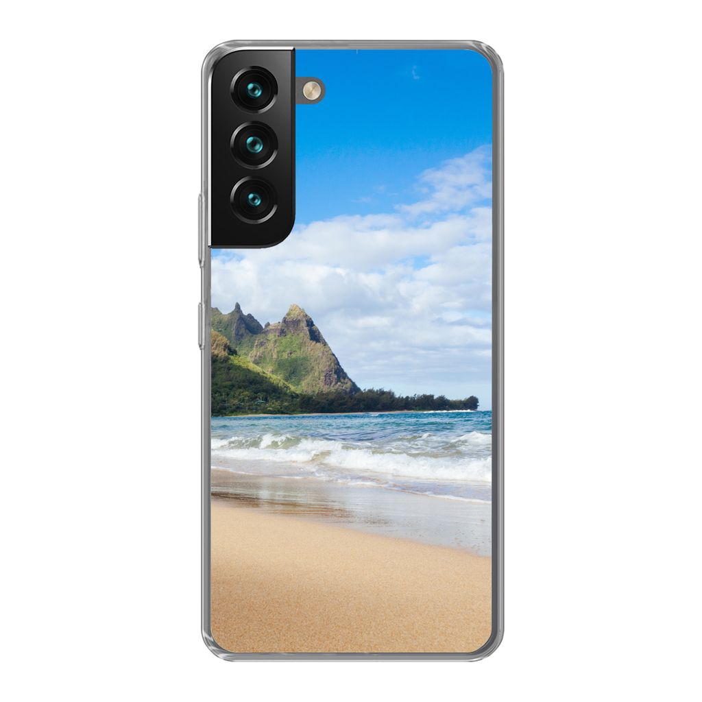 MuchoWow Handyhülle Schutzhülle Hülle für Samsung Galaxy S22 Strand - Tropisch - Hawaii Silikon Softcase Handy Hülle - Mobiltelefonhülle