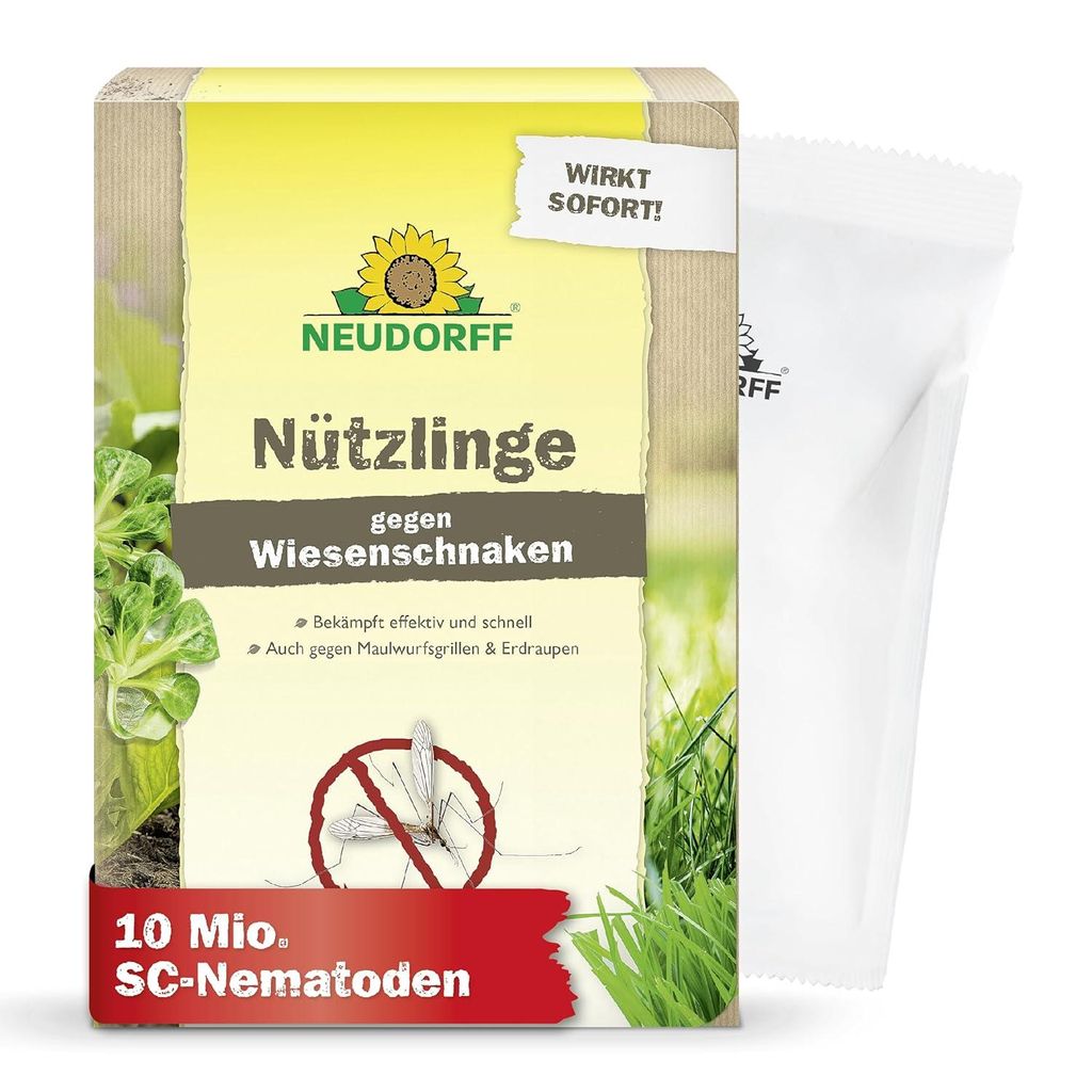 Neudorff Nützlinge gegen Wiesenschnaken, Maulwurfsgrillen und Erdraupen 10 Mio. SC-Nematoden 50 m²