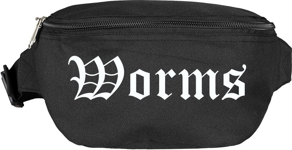 Worms Bauchtasche - Altdeutsch bedruckt - Gürteltasche Hipbag Schwarz