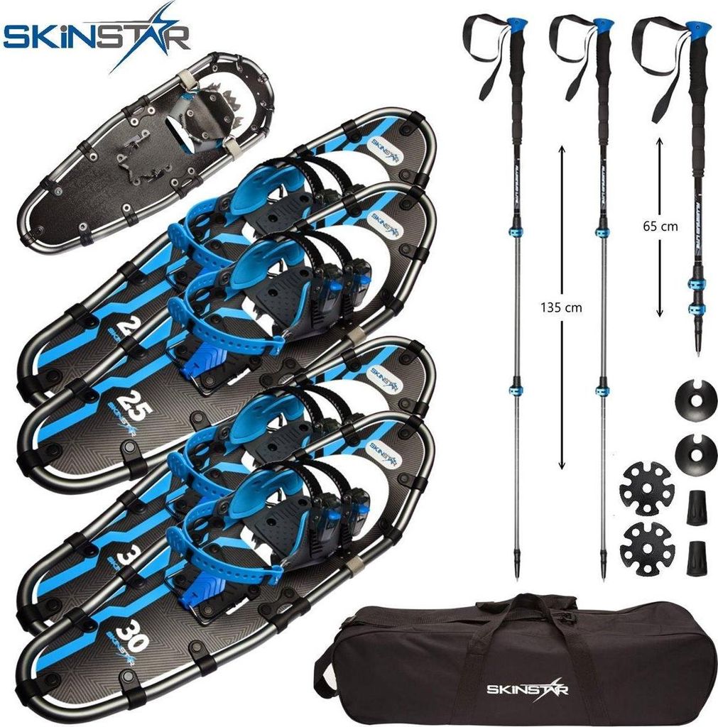 SKINSTAR Schneeschuhe SET Alu-Rahmen Schneeschuhwandern Tourenski Stock Type B - Groesse: 30 INCH