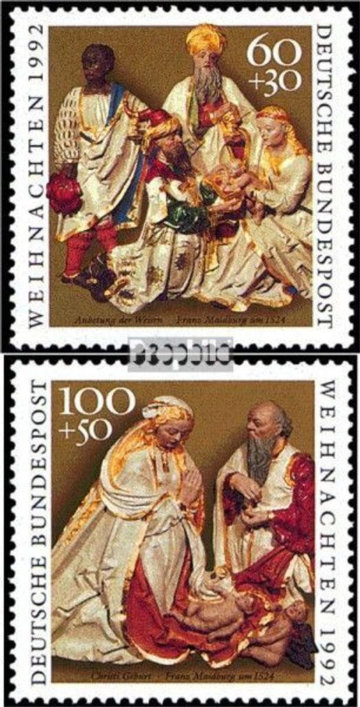 Briefmarken BRD (BR.Deutschland) 1992 Mi 1639-1640 (kompl.Ausgabe) gestempelt Weihnachten