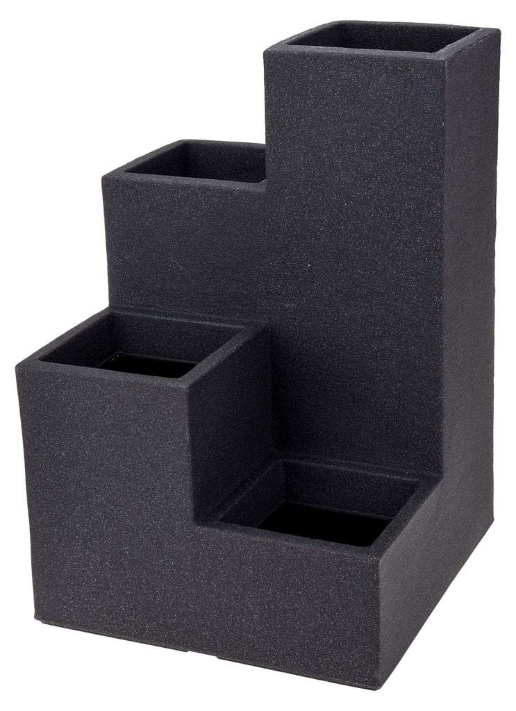 4er Blumentreppe in anthrazit - 60x40x40 cm - XXL Kunststoff Blumenkübel Pflanztrog eckig Pflanztopf Treppe Wendeltrepppe Blumentreppe