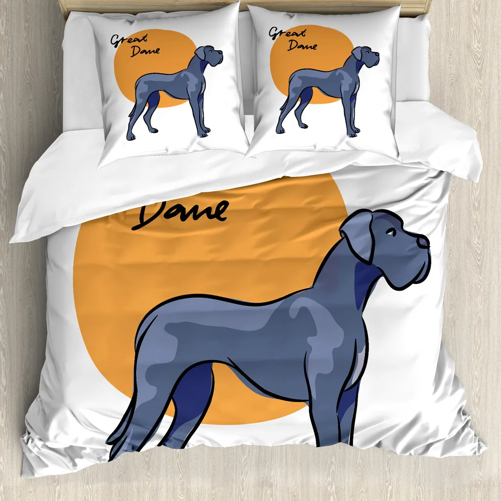 Housse de couette 155x220 cm ABAKUHAUS Chien Lavande et Taie d'Oreiller