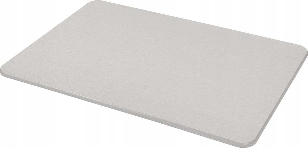 A light gray diatomite bath mat is shown from a slightly elevated angle against a white background.