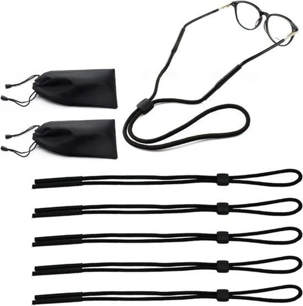 Cordon Lunettes Sport Souple et Résistant - Pack de 5 avec Housse Offerte