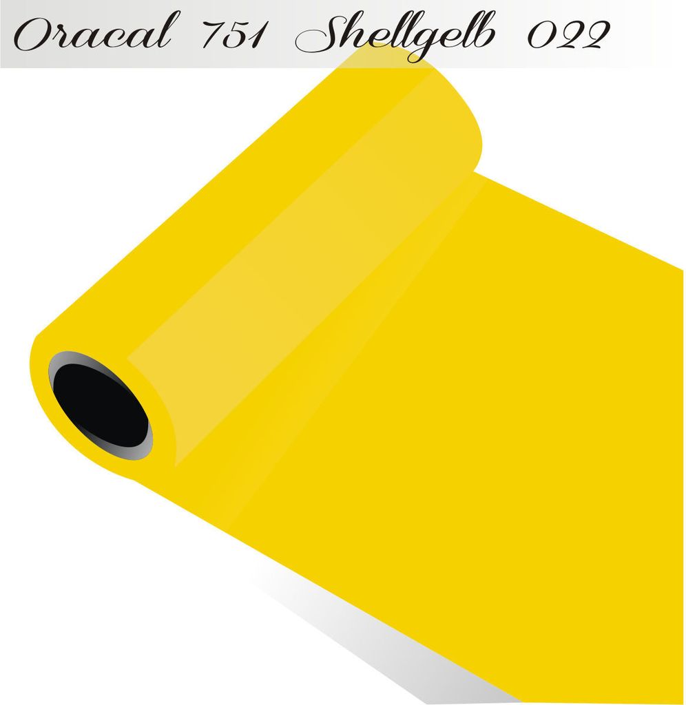 Oracal 751 - Orafol Folie 5m (Laufmeter) freie Farbwahl 118 glänzende Farben - glanz in 4 Größen, 50 cm Folienhöhe shellgelb - 022