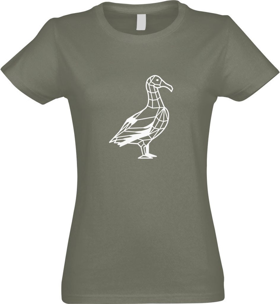 Kiwistar - T-Shirt tailliert - Damen - Olive - Albatros Vogel Polygon - mit Motiv Bedruckt - Funshirt Design - Sport - Freizeit - Damen - S