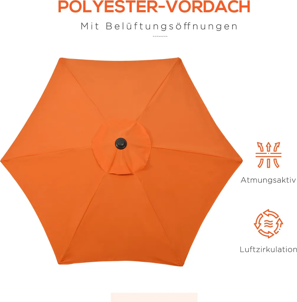 Ombrellone da Balcone Outsunny Ø196 cm: Pratico, Pieghevole e Economico - 4