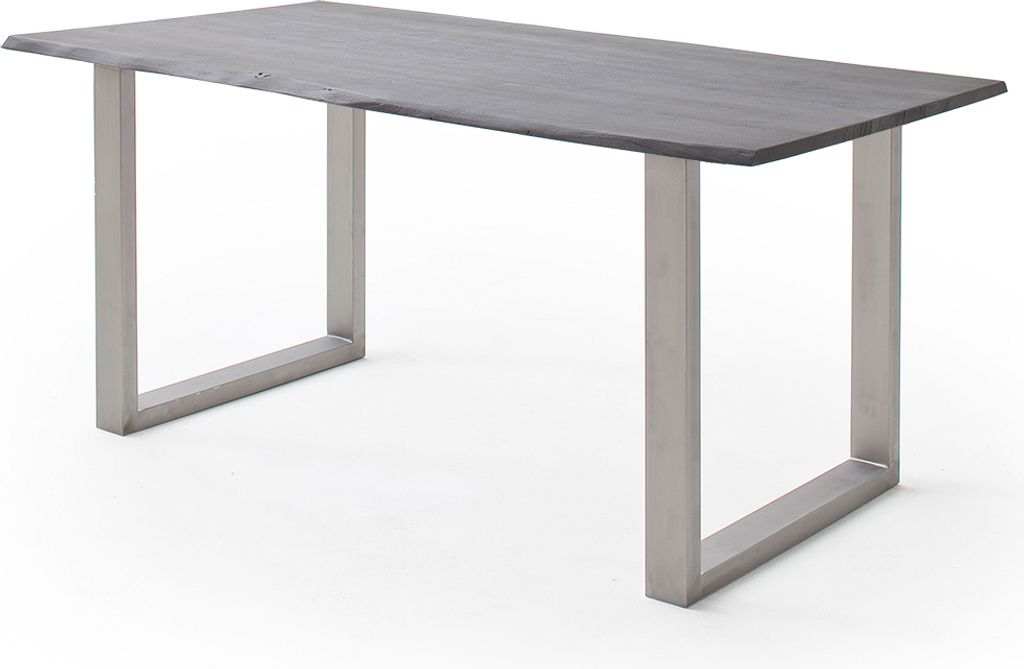 Esszimmer Tisch 160x90 cm, Akazie massiv, grau sandgestrahlt - COSENZA-06