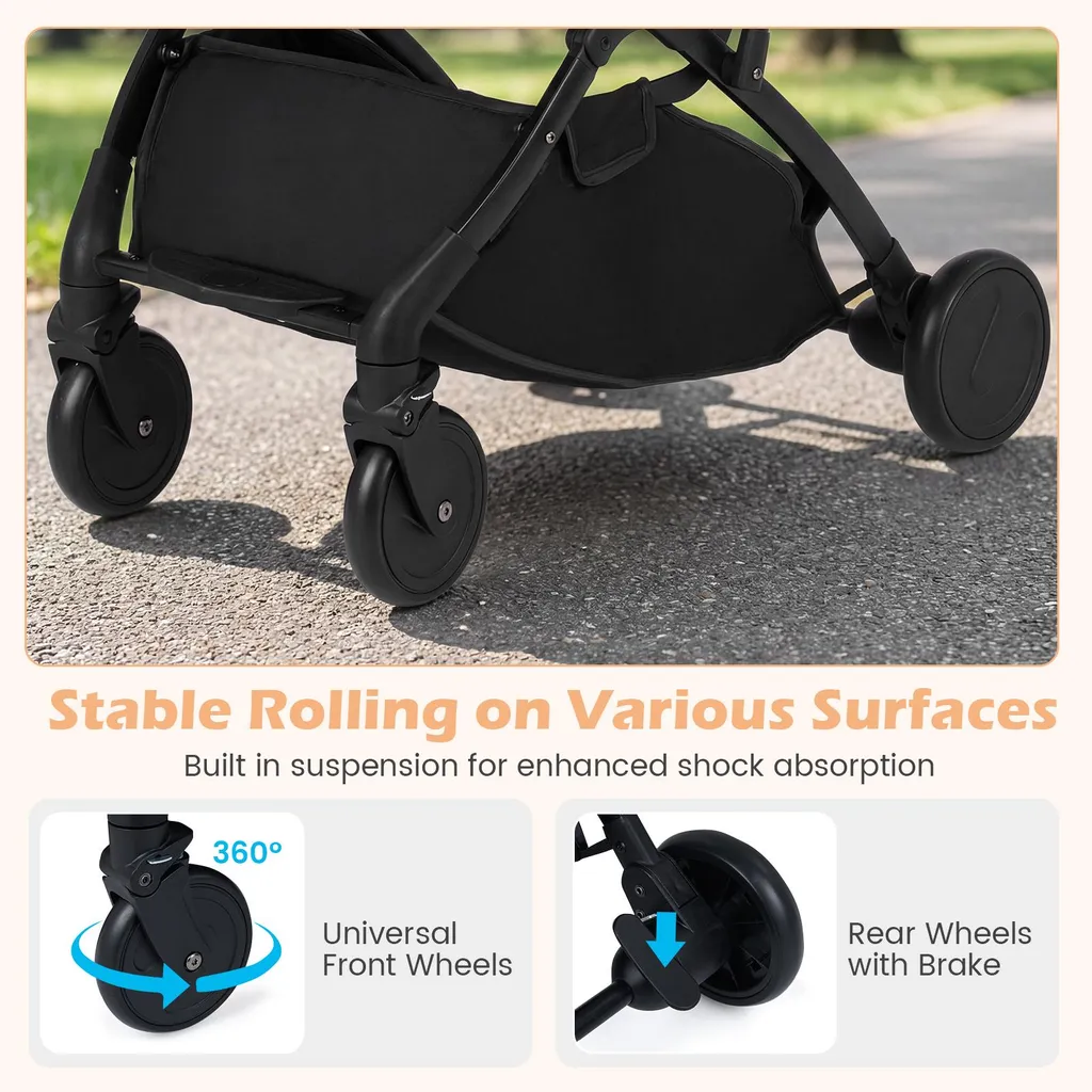 Poussette canne compacte pour bébé de 0 à 3 ans avec capote réglable - 6