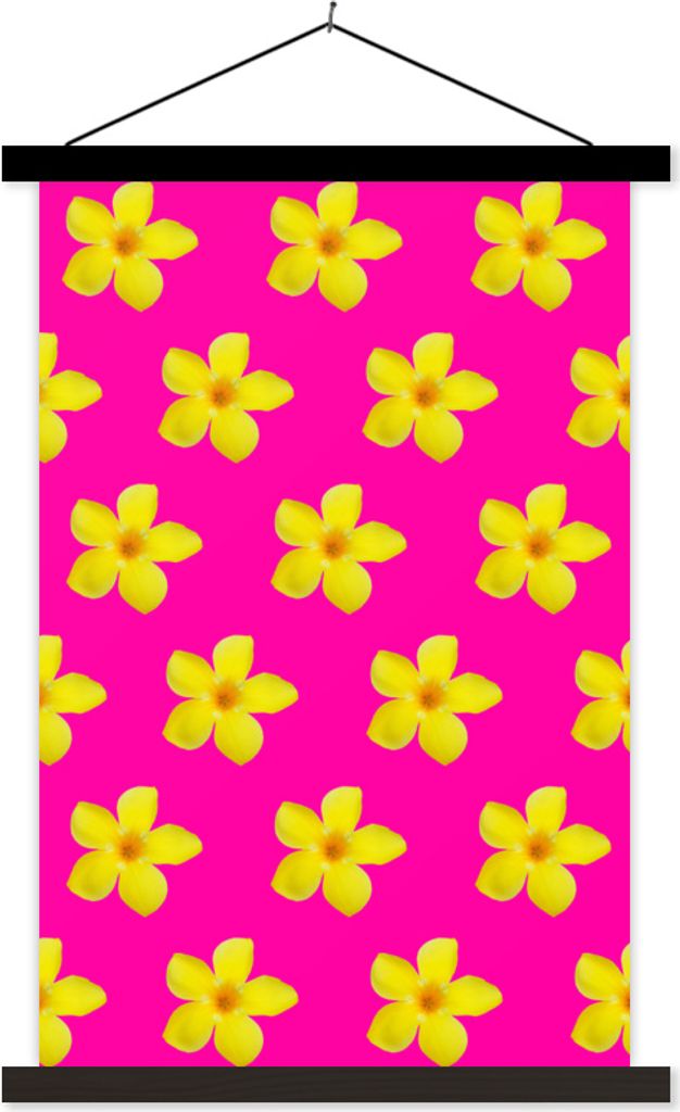 MuchoWow Textilposter Blumen - Gelb - Muster 40x60 cm mit schwarzem Rahmen - Wanddekorationen