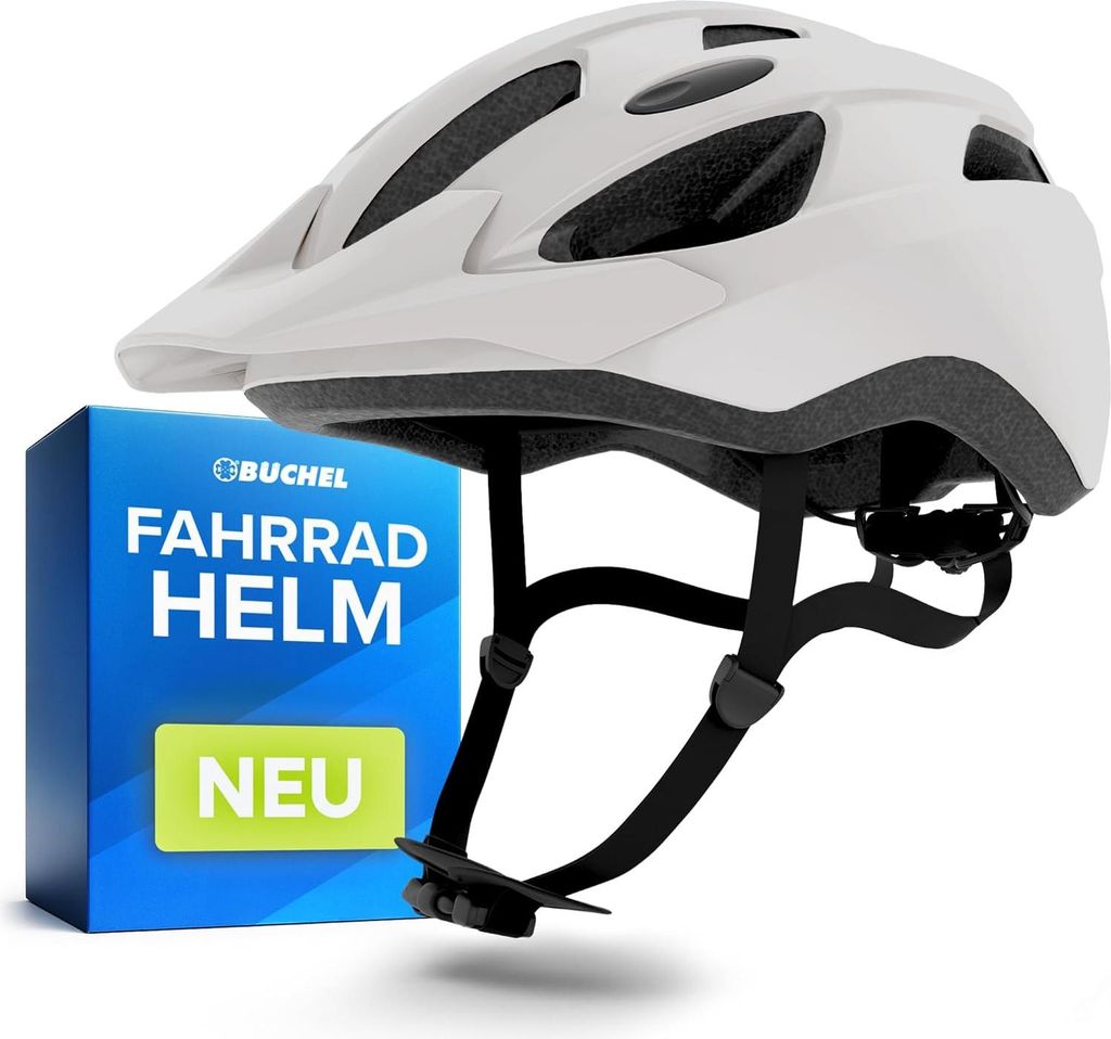 BÜCHEL Fahrradhelm mit In-Mould Technologie & Cam Lock - Helm für Kinder, Damen und Herren, Kinnpolsterung waschbarem Fliegennetz Fahrrad 52–57cm