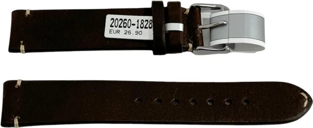 Mokka Cinturino Marrone Scuro con Cucitura 18mm Mokka