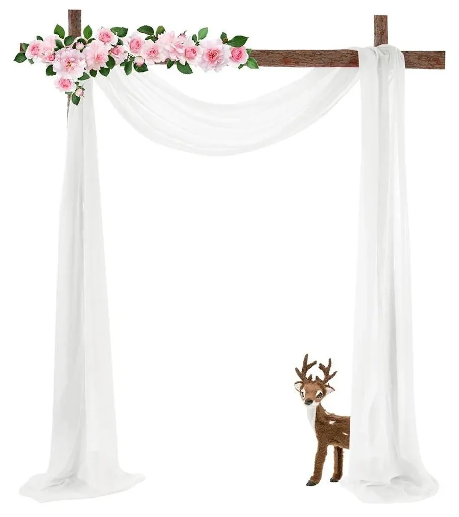 Voilage d'arche de mariage blanc anti-plis 550 cm drapé impeccable
