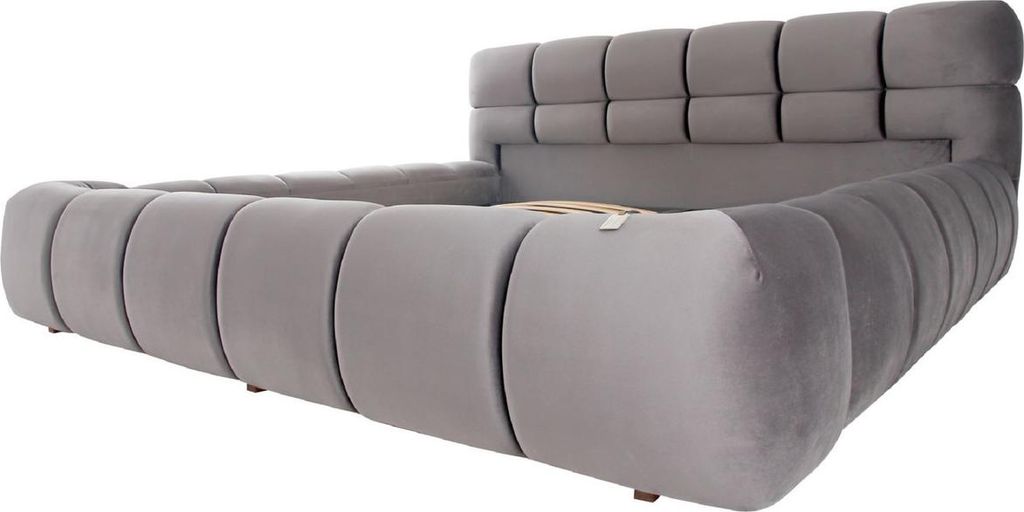 Casa Padrino Luxus Doppelbett Grau - Verschiedene Größen - Modernes Bett mit Kopfteil und Lattenrost - Moderne Schlafzimmer Möbel