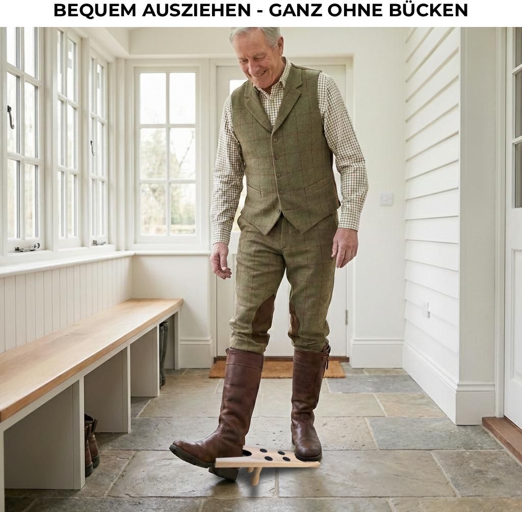 Reitstiefelknecht mit Anti-Rutschnoppen + Fersenschutz - Buchenholz – Nachhaltig, robust & vielseitig | Schuhauszieher , Schuh Ausziehhilfe - Sti...