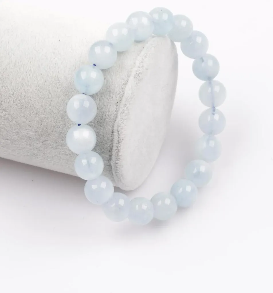 Bracelet aigue-marine femme accessoire bien-être en pierres bleues