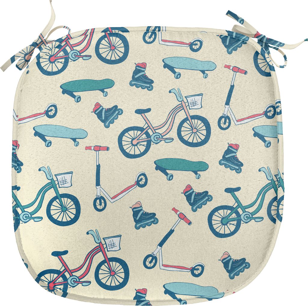 ABAKUHAUS Sport Polster für Esszimmerstühle, Wheeled Aktivität Entwurf, Dekoratives wasserfestes Kissen mit Riemen für Küchensitze, 40 cm x 40...