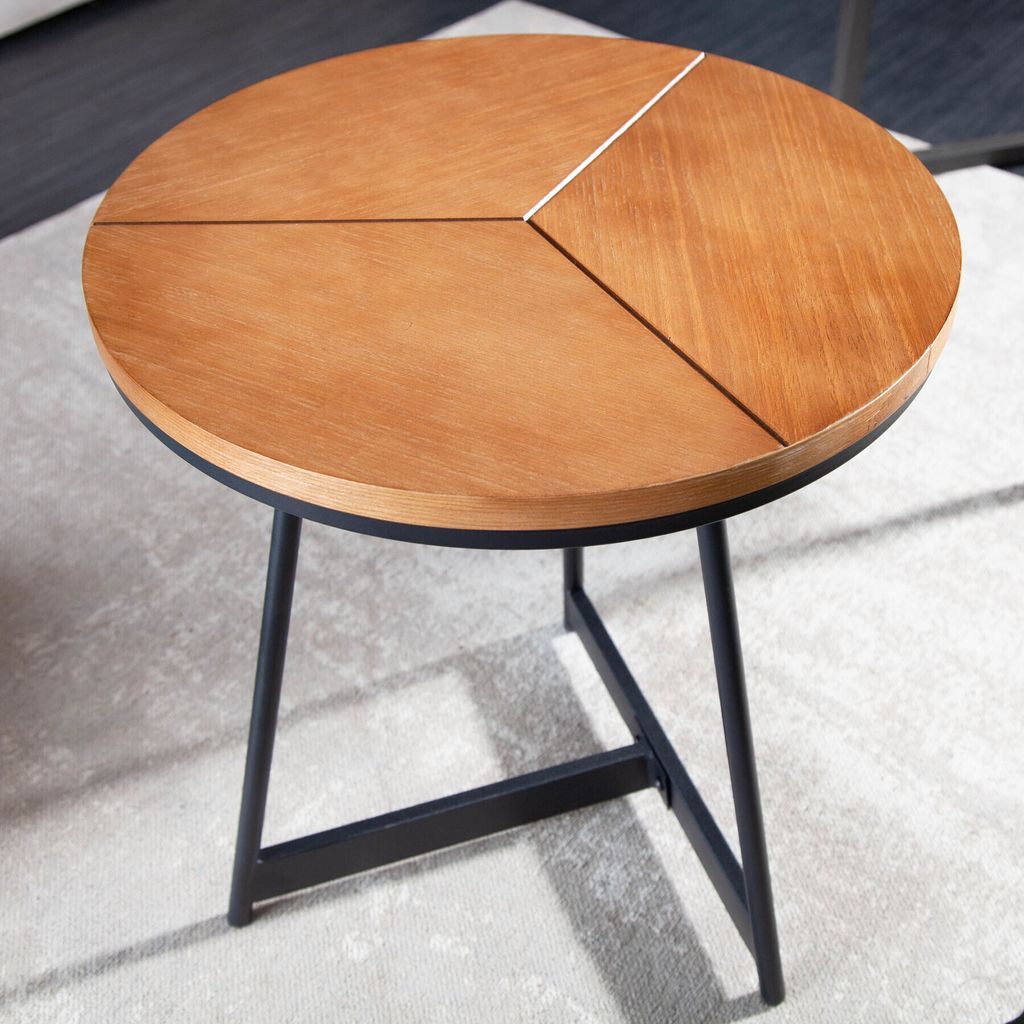 riess-ambiente Runder Beistelltisch OAK ELEGANCE 45cm Eiche-Design schwarzes Metallgestell Couchtisch Tisch