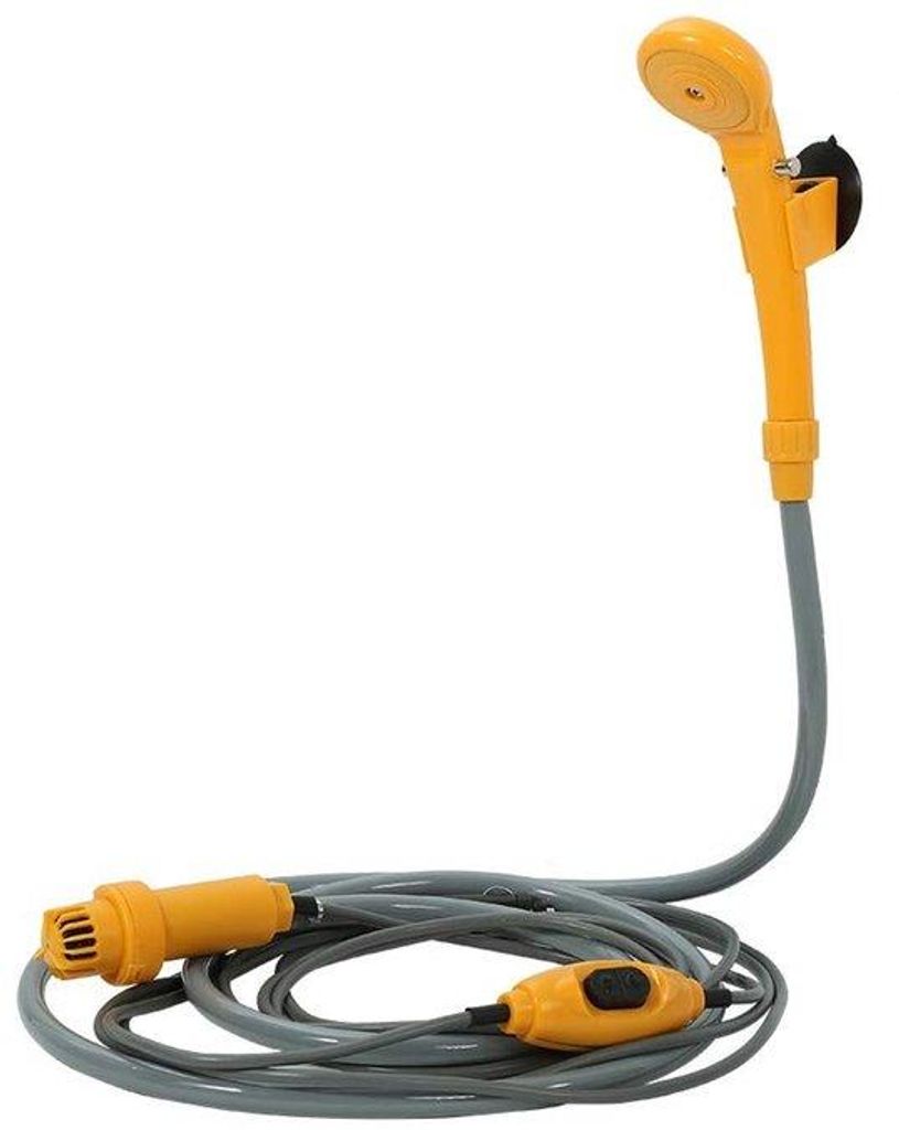 portable Campingdusche - Draagbare Outdoor-Dusche - Mit Pumpe - 12 V - Ideal für Camping und Auto - Mit Schlauch und Strahl.