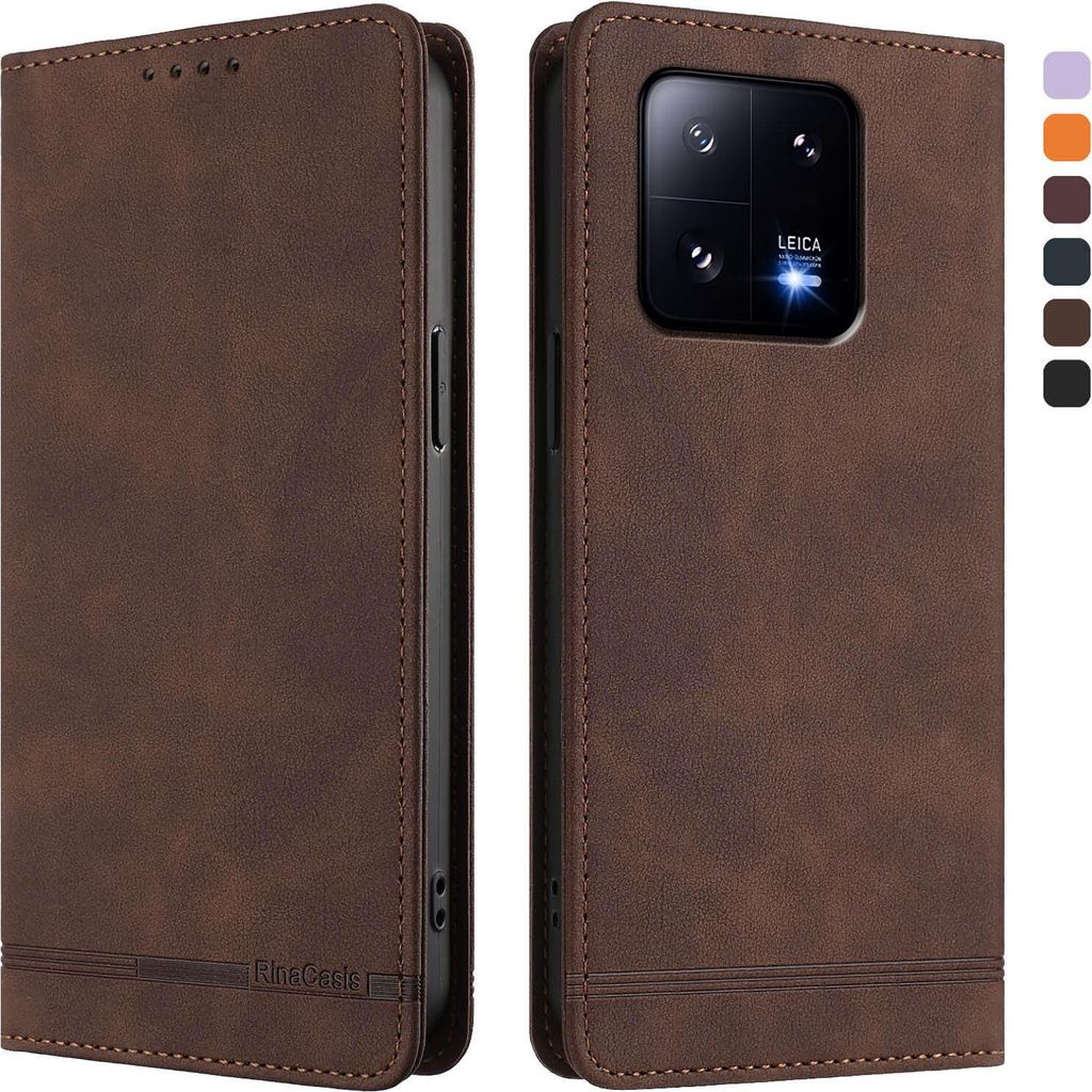 Hülle für Xiaomi 13 Pro, Retro Kunstleder Ständer Klapphülle mit Kartenfächer und Magnetische Braun