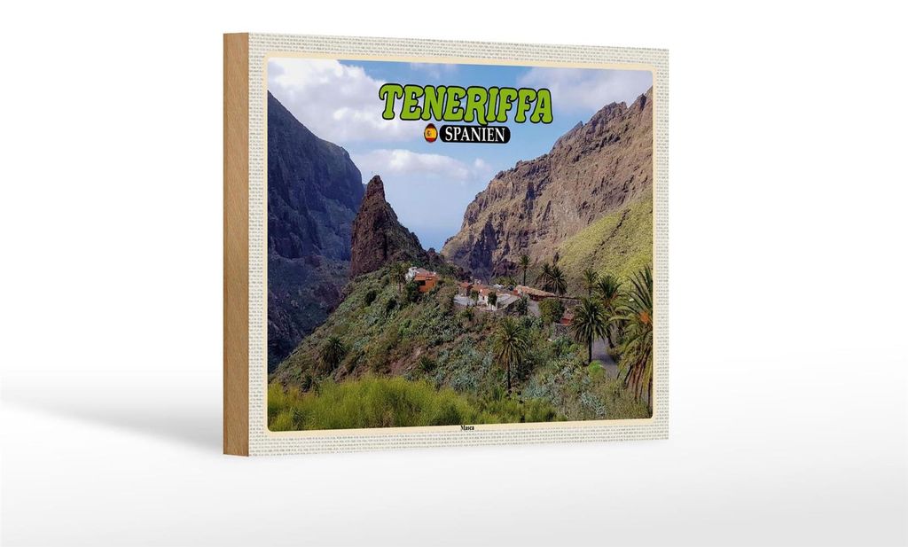 Holzschild Reise 18x12 cm Teneriffa Spanien Masca Bergdorf Gebirge