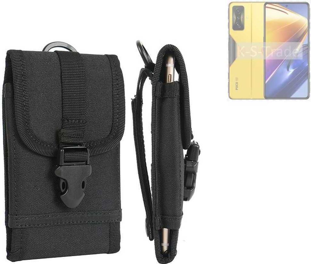 K-S-Trade Holster Handy Hülle kompatibel mit POCO F4 GT Holster Handytasche Gürtel Tasche Schutz Hülle Robust Outdoor schwarz