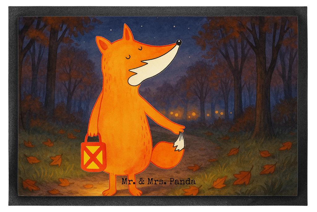 Mr. & Mrs. Panda fußmatte Fuchs Laterne Design 50 x 75 cm - Weiß - Geschenk, Schuhabstreifer, Sankt Martin, Schmutzmatte, Bodenvorleger, Laternen...