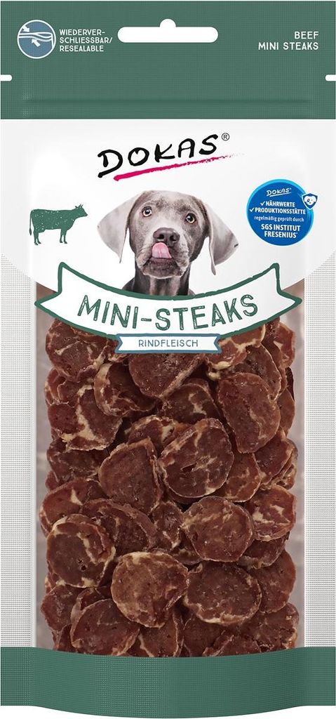 Dokas Dog Snack Mini Steaks Rindfleisch 50g Produktbild 