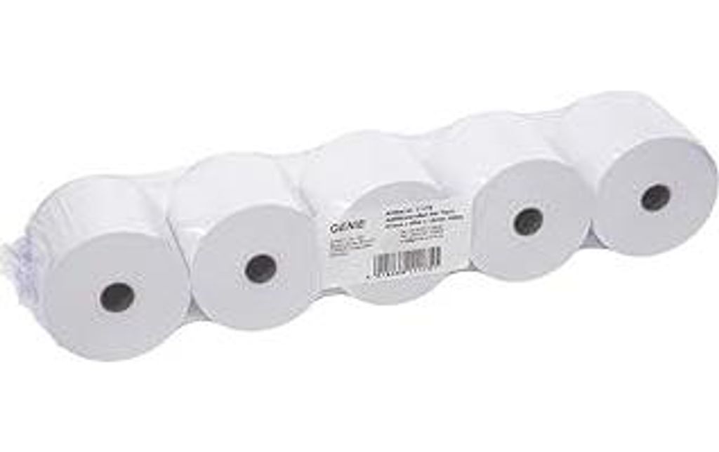 GENIE Additionsrollen Ersatz-Papierrollen geeignet für Kassen und druckende Tischrechner 40 lfm 100 prozent Holzfrei 57 x 12 mm, weiß, 5 Stück