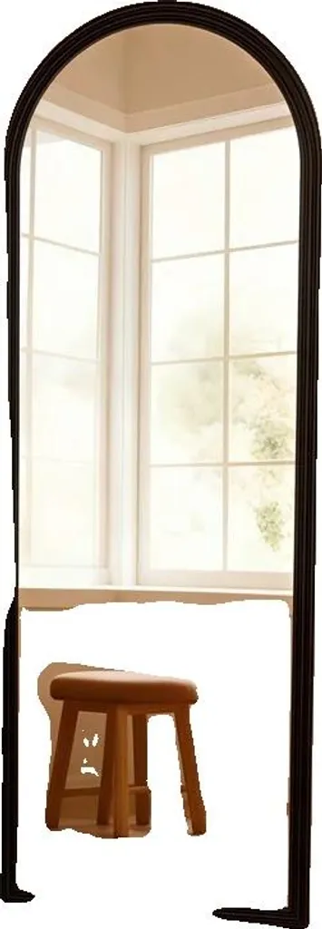 Miroir bois massif noir 160x50cm avec verre HD et cadre ultra stable