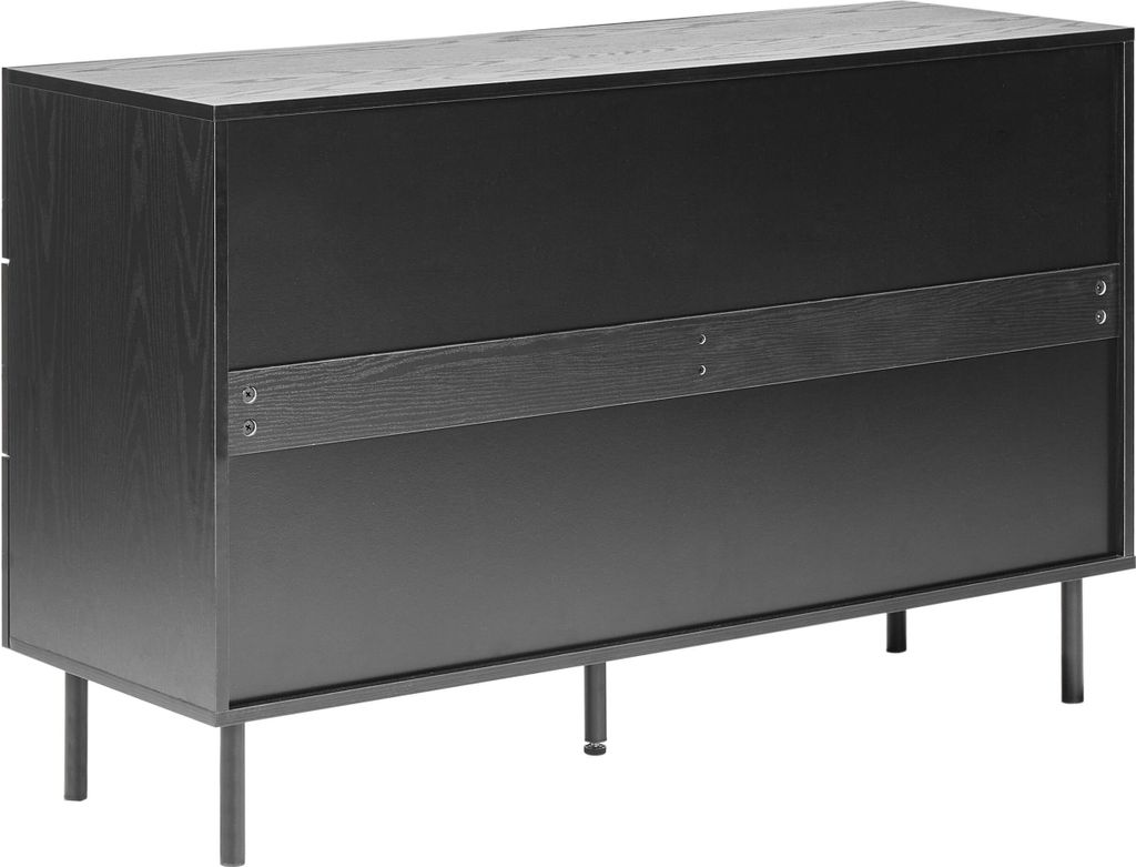 BELIANI Kommode Schwarz mit 6 Schubladen Geriffelte Fronten MDF Faserplatte Modernes Design Stauraum Aufbewahrungsmöbel für Schlafzimmer Wohnzimmer