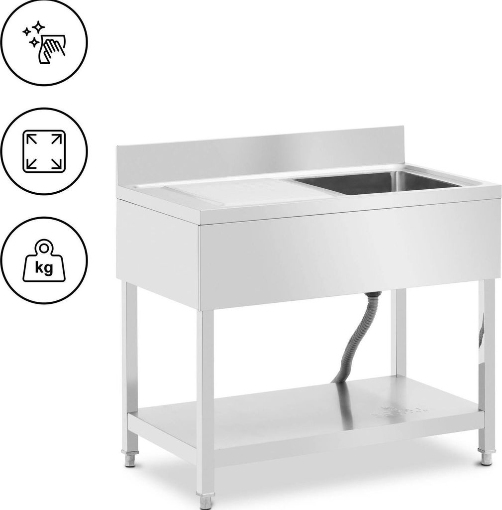 Expondo Royal Catering Spültisch - 1 Becken - Edelstahl - 100 x 60 cm -
