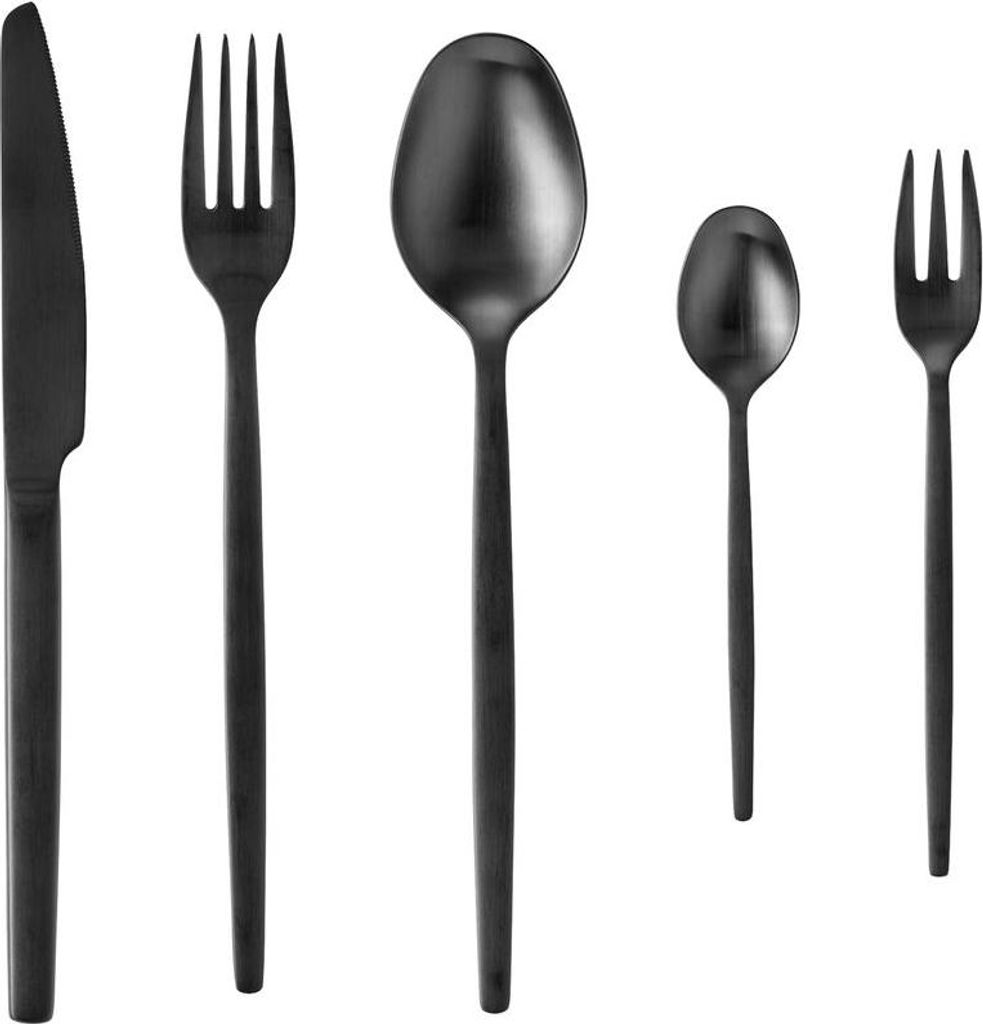 60 tlg. Besteckset ALEX Schwarz, mit schwarz, matte PVD Beschichtung, Chromnickelstahl 18/10