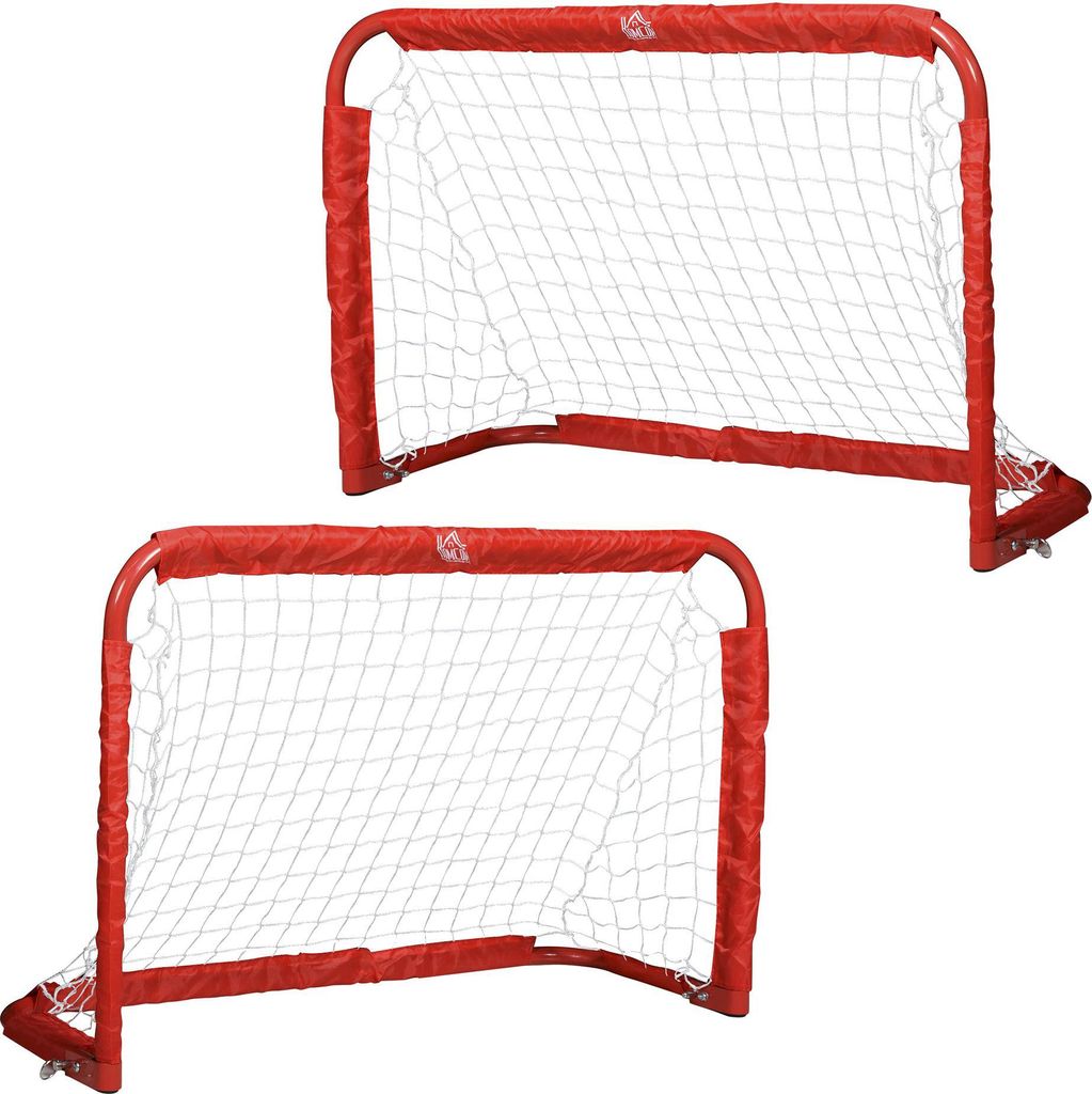 Fußballtor-Set, 2 klappbare Minitore, Metallrahmen, inkl. Werkzeug, 90 x 36 x 60 cm, Rot