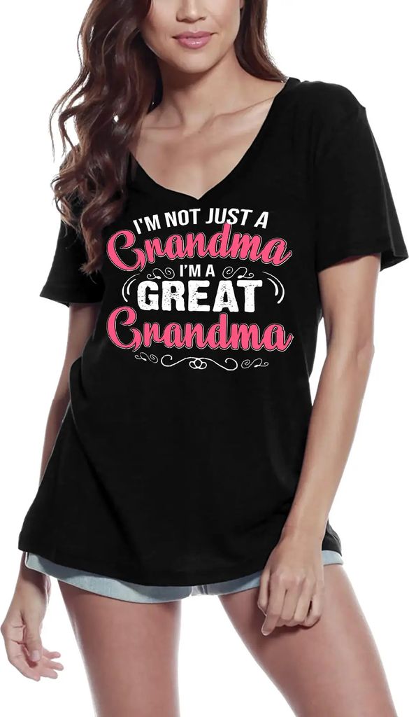 Damen Grafik T-Shirt V-Ausschnitt Ich bin nicht nur eine Oma ich bin eine Ur-Oma eine Großmutter – I'm Not Just A Grandma I'm A Great Grandma