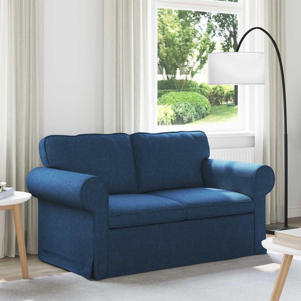 (Robust Möbel)2-Sitzer Sofa Couch 120cm - elegantes Design - Doppelsofa - Lounge Sofa - Blau Metall Promotion878014 - Klassische Sofas