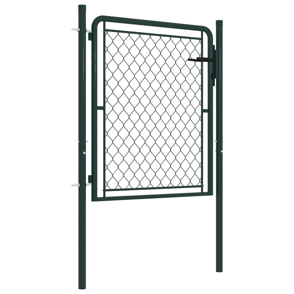vidaXL Cancello da giardino in acciaio 100 x 75 cm Verde Immagine del prodotto 