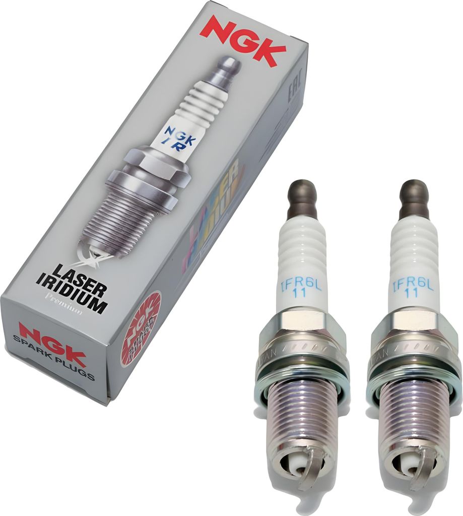 Zündkerzen Set NGK 2x IFR6L11 Iridium-Zündkerze entstört, 19,0mm Langgewinde Ø 14,0mm Hex 16,0mm, Elektrodenabstand 1,10mm, Wärmewert 6, 3678