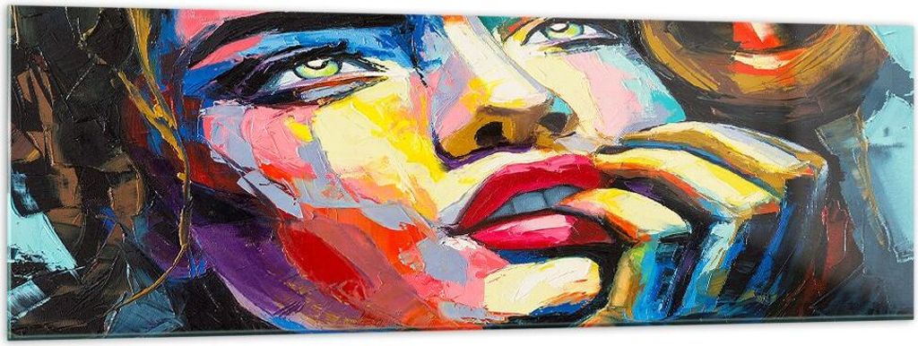 Bilder auf glas - Mädchen Gesicht - 160x50cm - Glasbilder - Wandbilder - Kunstdruck - zum Aufhängen bereit - Wanddekoration aus Glas - Glas Bilde...