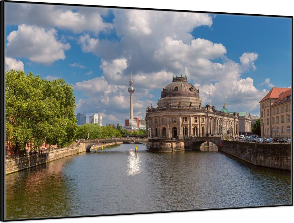 Wallario Wandbild Blick auf Berlin, Größe: 61 x 91,50 cm, Poster mit schwarzem Aluminiumrahmen
