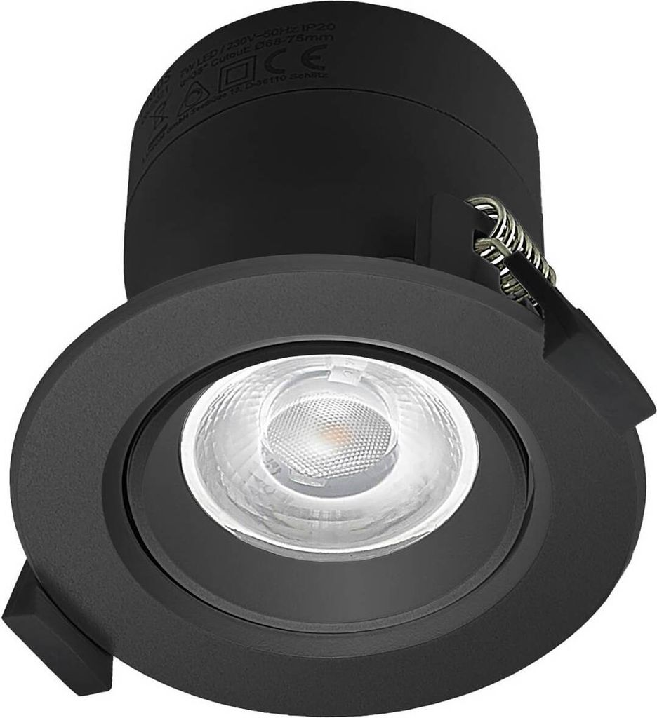 Prios LED-Einbauleuchte Shima, schwarz, 7 W, 3000K, dimmbar Produktbild 