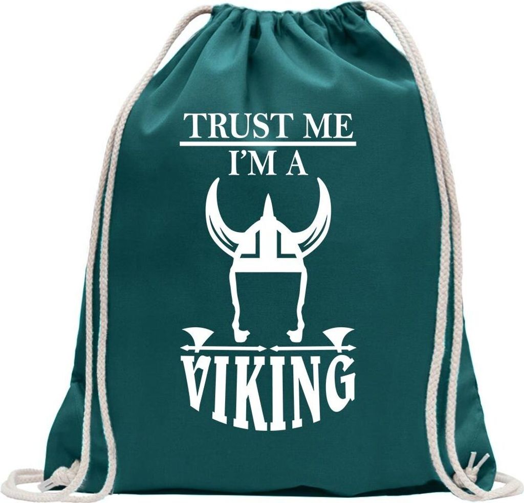 Kiwistar - Turnbeutel - petrol - Trust me, im Viking Wikinger - Fun Rucksack Sport Beutel Gymsack Baumwolle mit Ziehgurt